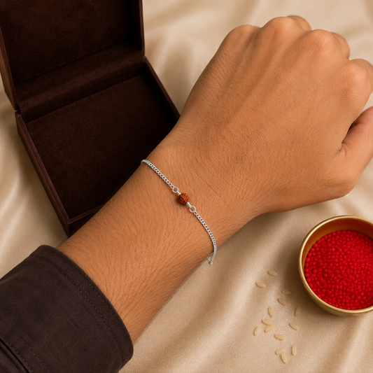 Single Rudraksh Bracelet - Pure Silver