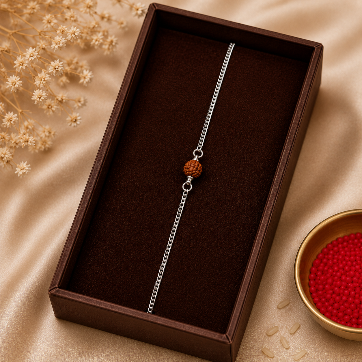 Single Rudraksh Bracelet - Pure Silver