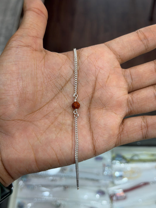 Single Rudraksh Bracelet - Pure Silver