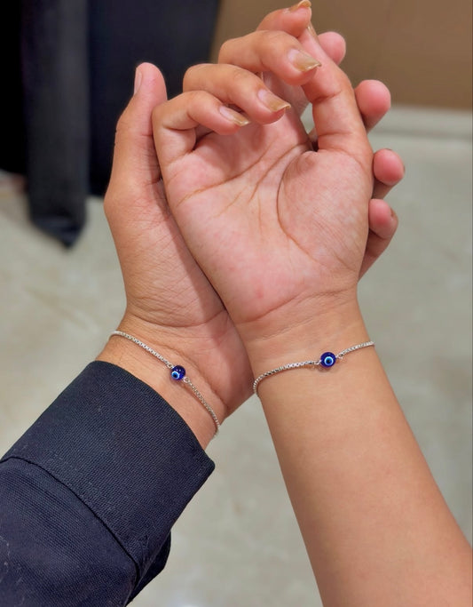 (Couple Combo) Evil Eye Bracelet - Pure Silver